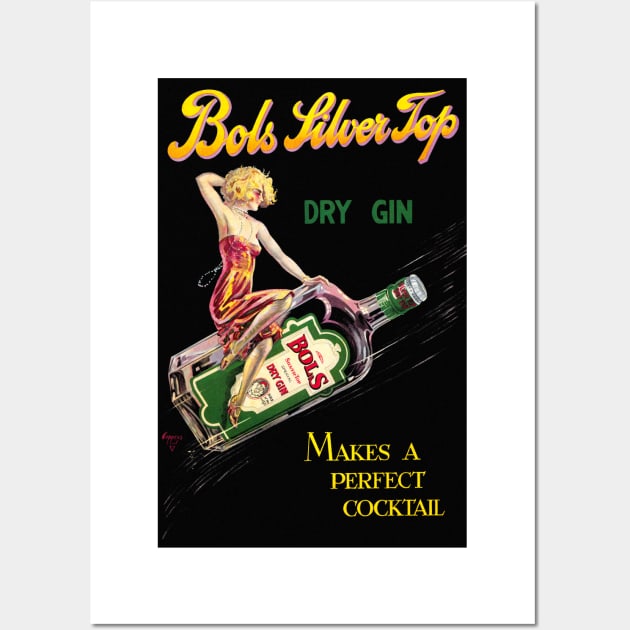 Vintage Travel Poster The Netherlands Bols Silver Top dry Gin Wall Art by vintagetreasure
